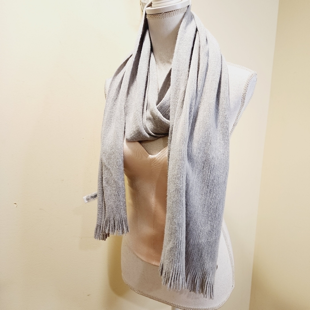 CALVIN KLEIN Light Gay Unisex Fringe scarf - Picture 4 of 8